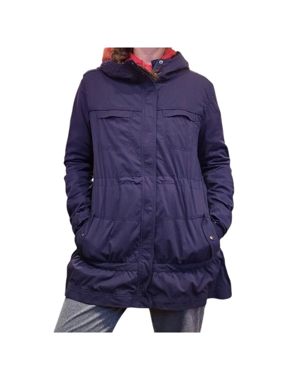Lululemon Anorak Jacket Sz 12 Navy Blue Apres Practice Tiered Cinched